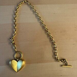 GIVENCHY, gold toggle necklace with heart shaped pendant